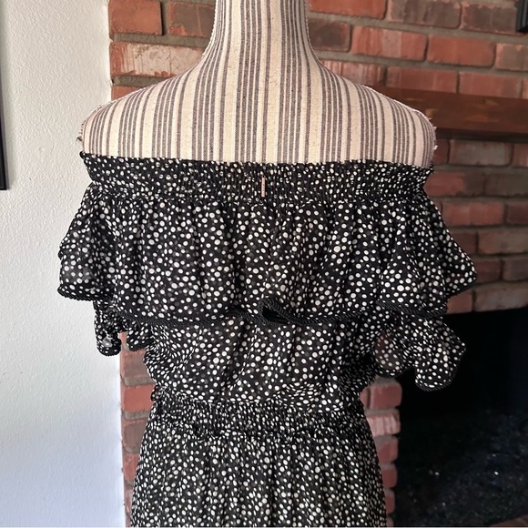 MISA Los Angeles Estefania Off-Shoulder Polka Dot Midi Dress in Black Sz XS - Picture 10 of 12